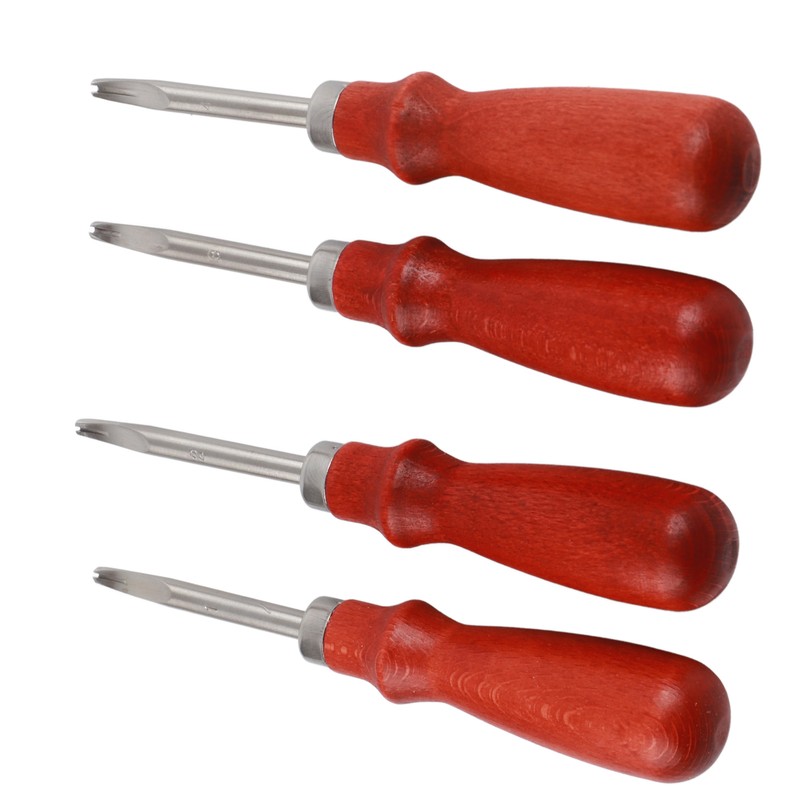4pcs Leather Edger Professional Trimming Working Kit with Wooden Handle