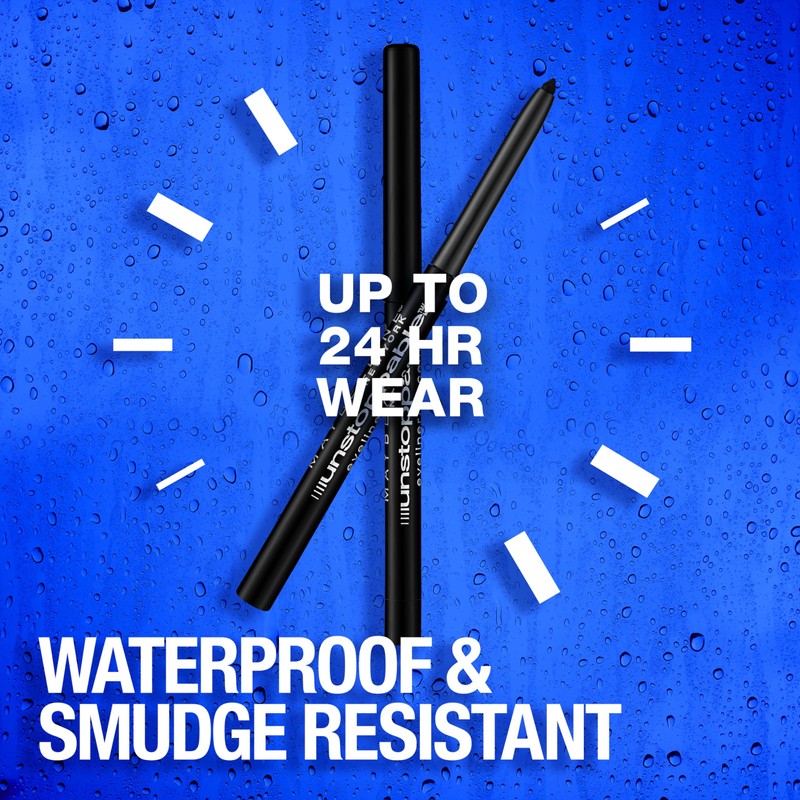 Maybelline Unstoppable Waterproof Mechanical Brown Eyeliner Pencil, Easy to Apply,