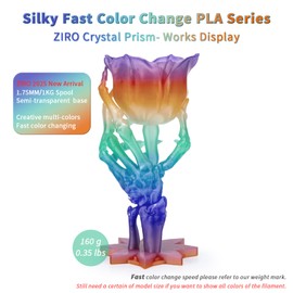 ZIRO Fast Color Changing PLA, Transluent Multicolor Filament 1.75mm, 3D Printing Material, 1kg Spool, Dimensional Accuracy +/-0.03mm, Fit Most 3D Printers, Crystal Prism