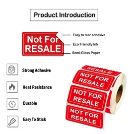 Not for Resale Stickers 1 x 2 Inch Not for Resale Labels for Inventory 500 Pcs Per Roll