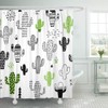TOMPOP Shower Curtain Black Desert Cute Hand Drawn with Cactus