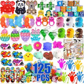 Duccsko 125 Pcs Prizes Treasure Box Toys for Classroom, Party Favors for Kids, Prize Box Toys for Kids Classroom, Pinata Filler, Goodie Bags Stuffers, Treasure Chest Carnival Prizes, Fidget Toys Bulk