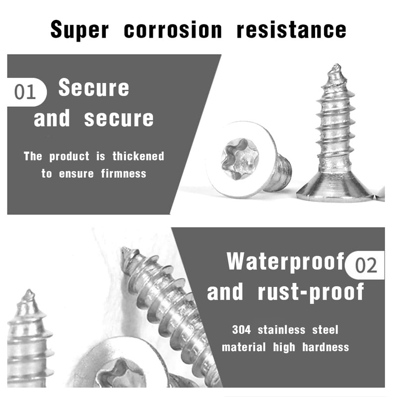 WKRTDY Pack of 100 universal screws, self-drilling screws with cross-shaped