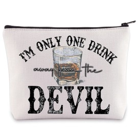 BWWKTOP Country Music Cosmetic Makeup Bag Country Singer Lover Gift I'm Only One Drink Away From The Devil Zipper Pouch Bag Son Of a Sinner Merchandise, Only One Drink, Bag