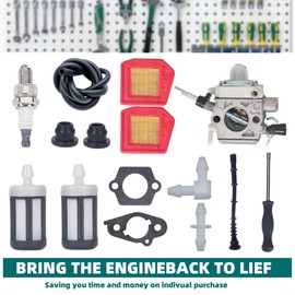 youjupazi 4147-120-0625 FS240 Carburetor Kit with 4147 141 0300 Air Filter Kit for Stihl FS240R FS240RC FS260 FS260R FS260RC FS340 FS360 FS410 Trimmer Brushcutter Replace 4147 120 0625