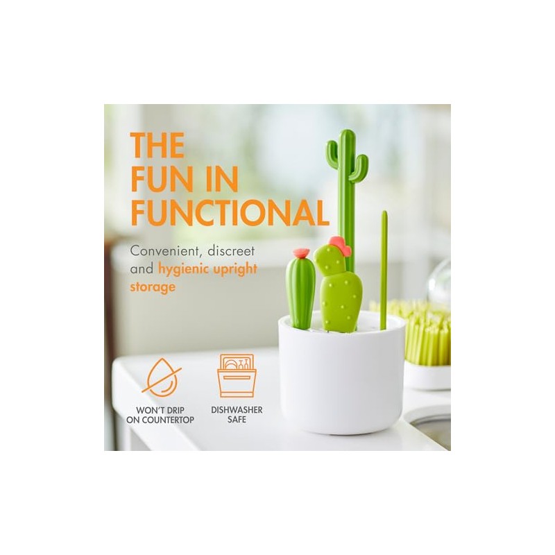 Boon Juego de cepillos de Limpieza para Botellas de Cactus