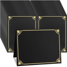 Oleitodh 80 Pcs Certificate Holders Bulk, Black Diploma Covers Gold Foil Border, Document Covers for Letter Size 8.5x11 Award Certificates, Cardstock, Document Papers, Graduation