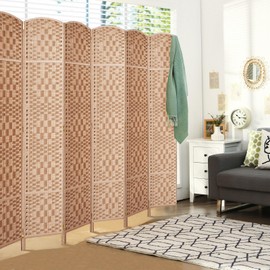 Rose Home Fashion 6 ft Tall Room Divider, Room Dividers and Folding Privacy Screens, 15.7in Privacy Screen 6 Panel Partition Temporary Wall Separation for Private, Natural