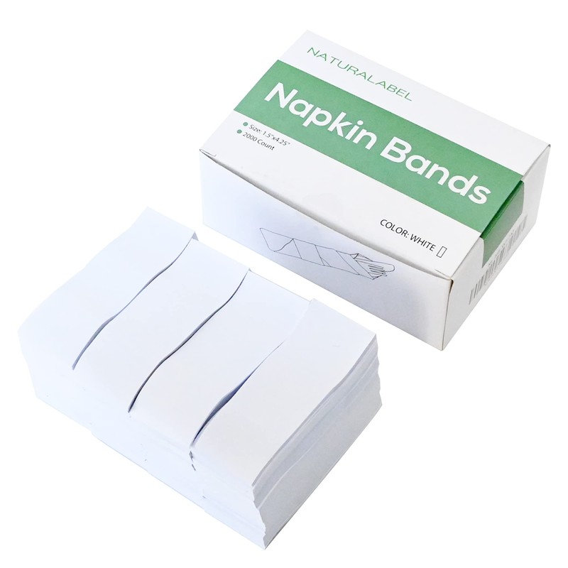 NATURALABEL Standard Napkin Band, Paper Napkin Rings Self Adhesive 2000-Count