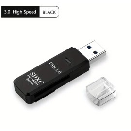 Unbranded USB 3.0 SD Card Reader for PC Micro SD Card to USB Adapter CardReader for Camera - 1pc Black
