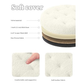 VewePata Round Storage Ottoman Foot Stool, Faux Teddy Tufted Ottoman with Storage, Foot Rest for Living Room Bedroom or Dorm(13.7x13.7x13 inches, Cream White)