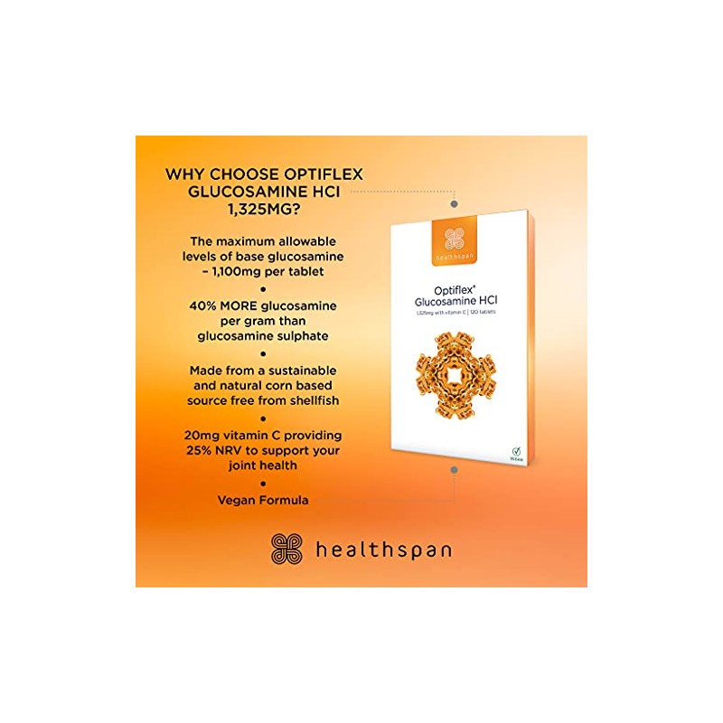 Healthspan Optiflex Glucosamine HCI 1,325mg with Vitamin C | Shellfish