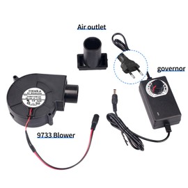 EUNEWR Centrifugal Fan 230 V Adjustable, Adjustable Cooling Fan with Speed Controller, DC 7 V -12 V Blower Fan 97 mm Turbines for BBQ Inflatable Fireplace, Compatible with Desktop