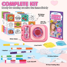 Puffy Sticker Maker Kit for Kids - Make Your Own 3D Stickers Ages 6-10 - Create DIY Craft Machine with 90 Stickers - Unicorn Arts and Crafts Kits for Girls & Boys - Birthday Gifts for 8-12 Year Old