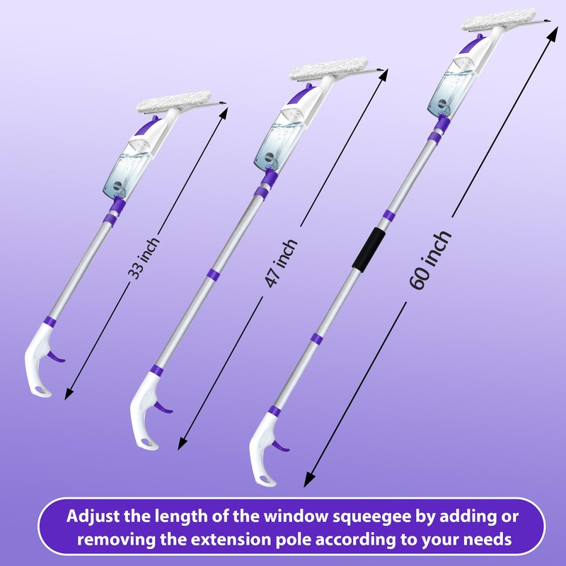 Spray Window Squeegee with 60" Extension Pole, Window Cleaning Squeegee