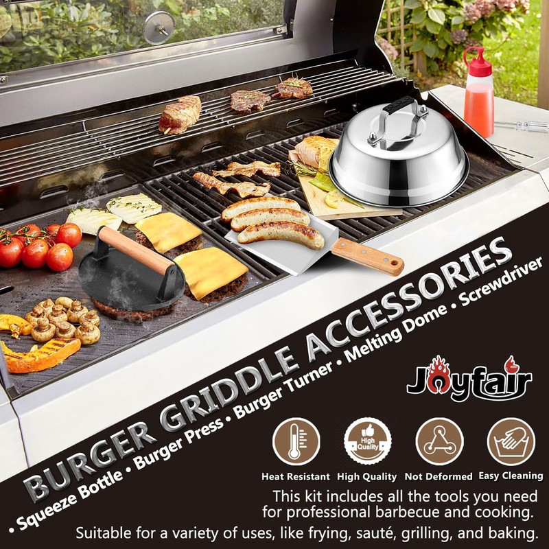 Griddle Accessories Smash Burger Kit (5Pcs), Joyfair Grill Spatula with