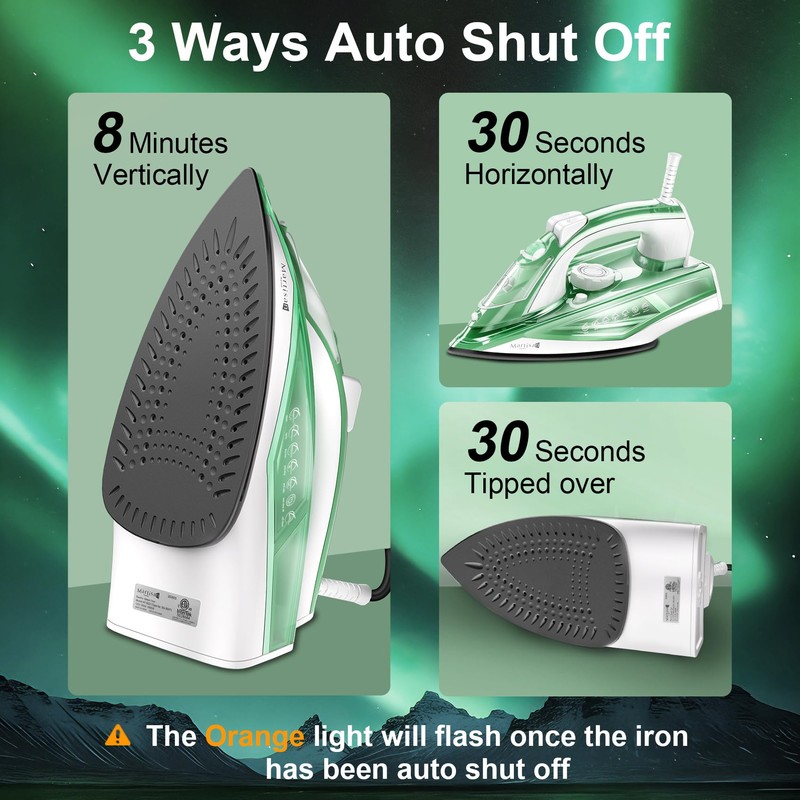 Martisan Steam Iron Lite, 1700W, 15s Fast Heat-up, Extra Soleplate