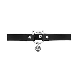 Cat Choker Collar with Bell Punk Gothic Cat Necklaces for Cosplay Party Prom Adjustable Black PU Leather Chokers for Women Cat Lovers Gifts Idea for Her