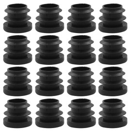 Bonsicoky 12 Pack 5/8 Inch (16mm) Round Plastic Hole Plugs, Black Pipe Tubing End Cap for Round Metal Tube