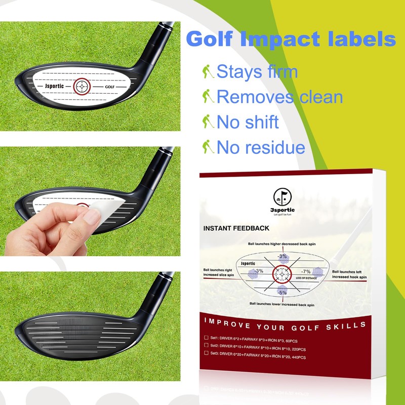 Jsportic Golf Impact Tape Clear Golf Club Stickers for Accurate