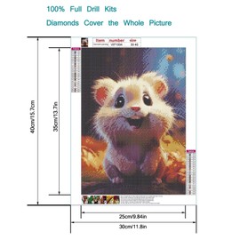 sysiily 2 Pack 5D DIY Hamster Diamond Painting Kits, Diamond Picture Art Full Drill Gift Wall Decor Crafts Gift