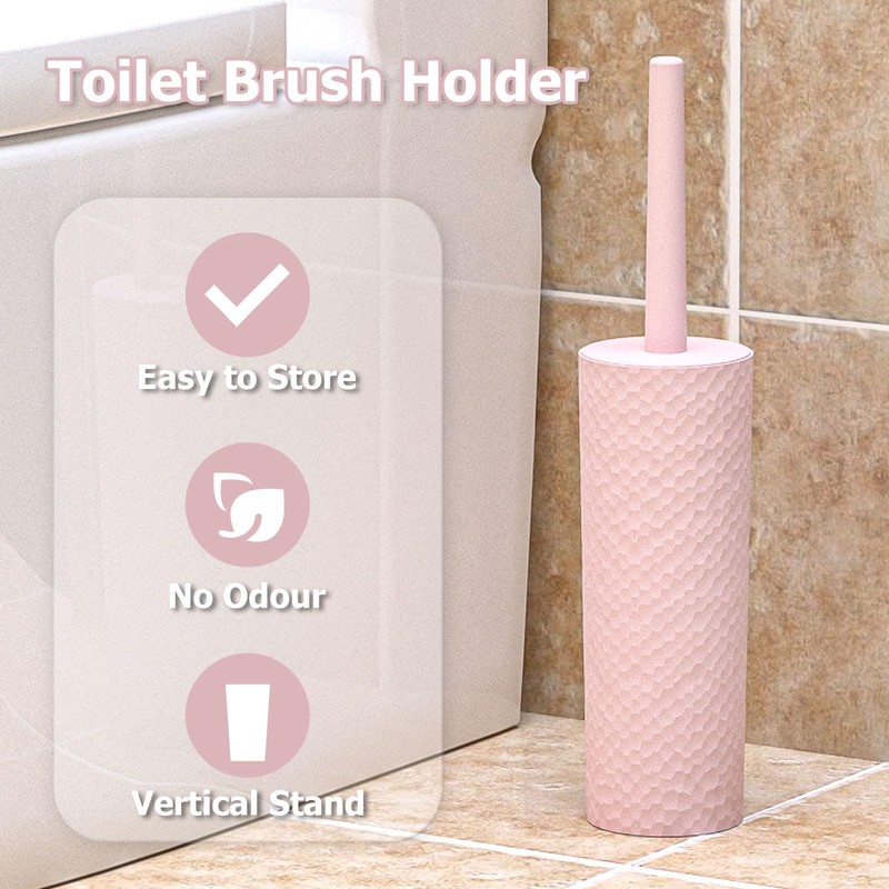 Topsky 2 Pack Compact Toilet Brush & Holder Set, Plastic