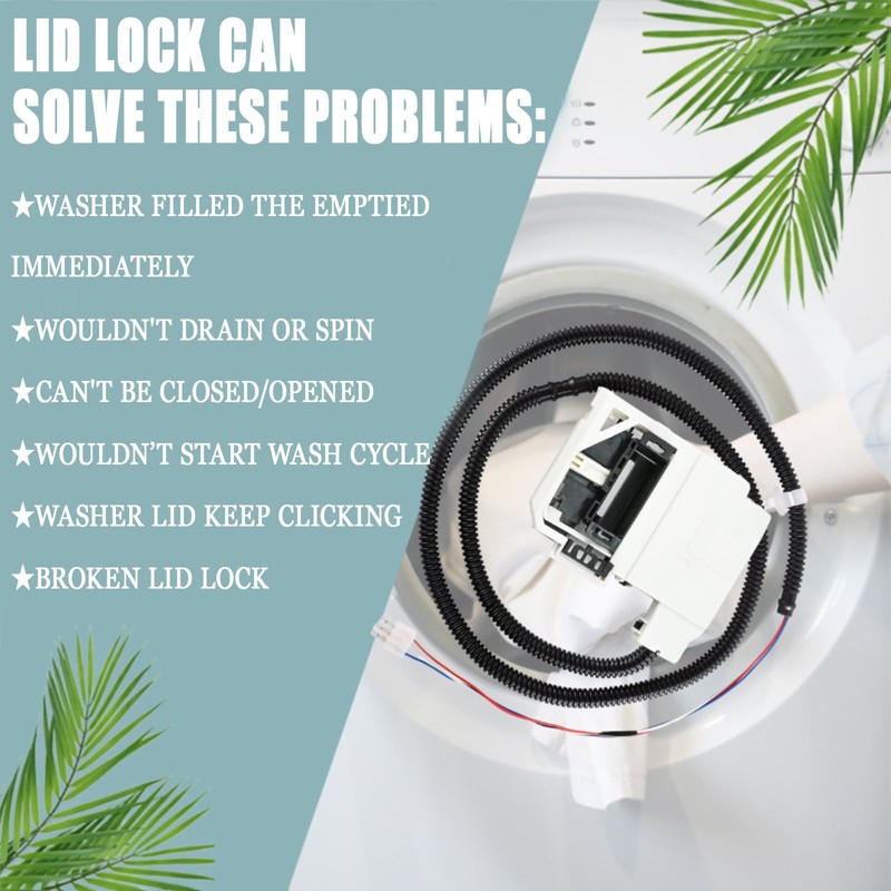 W11368616 W11670519 Washer Lid Lock Assembly Compatible with Whirlpool Maytag