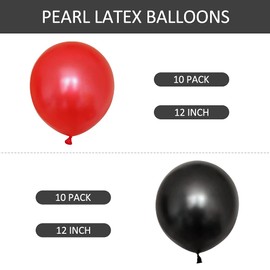 Red and Black Balloons, 20pcs 12inch Red Latex Balloons Black Balloons, Party Balloons for Wedding Graduation Engagement Baby Shower Birthday Party Decorations