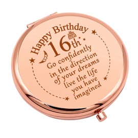 Sweet 16 Birthday Gifts for Girls Inspirational Gift for Her Compact Makeup Mirror for Friend Sister 16 Year Old Girl Gifts Happy 16th Birthday Gifts for Niece Daughter Travel Makeup Mirror