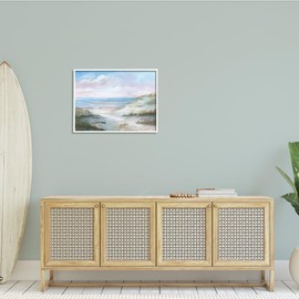 Stupell Industries Rolling Sand Dunes Soft Pink Beach Sky, Designed by Nan White Framed Wall Art, 30 x 24, Blue