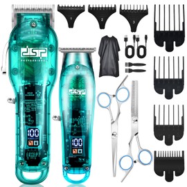 DSP® Hair Clipper, Trimmer Kit for Men Professional Barber Set for Hair and Beard Cutting Zero Gap Beard Trimmer, with LED Display (Blue)