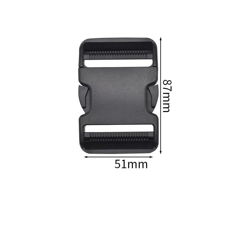 Premium 2 Inches(50mm) Flat Dual Adjustable Side Release Buckles (Black,