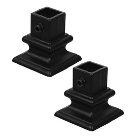 Operitacx 2pcs Stair Post Repair Mount Black Iron Railing Base with Reinforced Stable Design Easy DIY Assembly for Indoor Outdoor Handrail Baluster Brackets Compatible with Porch Deck