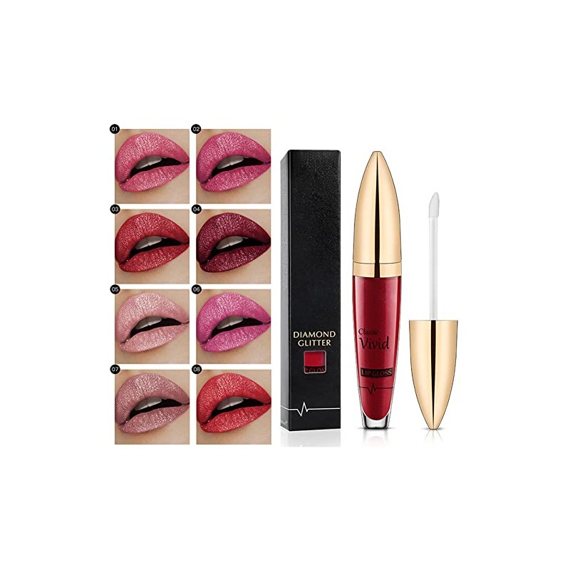 EUBUY lápiz Labial líquido, Mate a Brillo Diamante Brillante Brillo