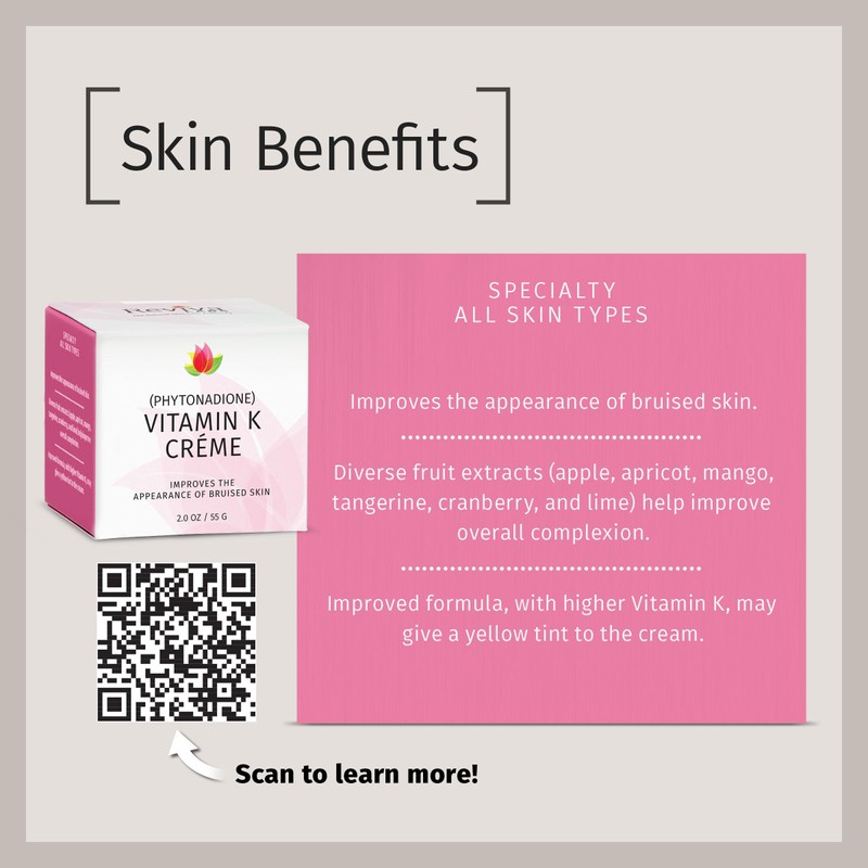 Reviva Labs Vitamin K Crème for Bruising, Under-Eye Dark Circles,