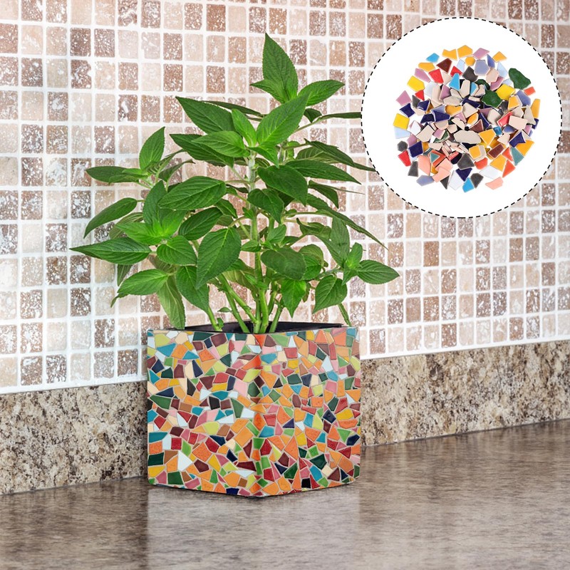 VILLCASE Ceramic Mosaic Tiles, Broken Ceramic Tiles Pieces Glazed Tiles,