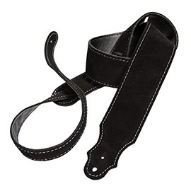 Franklin Strap 2.5" Suede with Leatherette Backing Guitar Strap Black/Silver Stitching