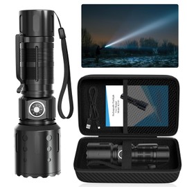 Tommax Rechargeable Flashlights - 20000 Lumens LED Super Bright Small Powerful Flashlight, Dimmable 6 Modes with Memory Function, Pocket IPX5 Waterproof Torch for Camping, Emergency, Hiking (1, Black)