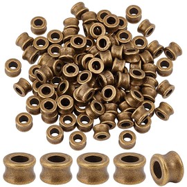 PH PandaHall Pack of 100 Metal Spacer Beads Antique Bronze European Beads Large Hole Beads with 4.5 mm Hole Retro Alloy Column Beads for Bracelets Necklaces Jewellery Braids Hair Decoration