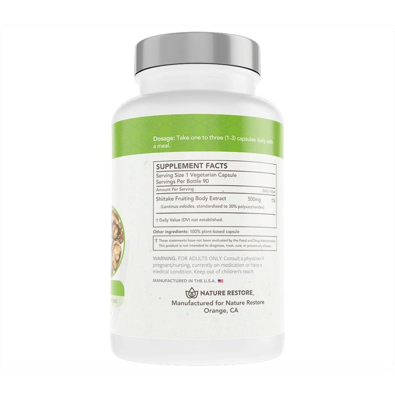 Shiitake Mushroom Supplement, 90 Capsules, 30% polysaccharides
