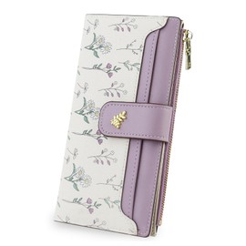 AdiStylinno Womens Wallet, Large Capacity Long Thin Ladies Wallet, PU Leather Bifold Wallet Credit Card Holder with 11 Card Slots and 1 Zipper Pocket (Purple)