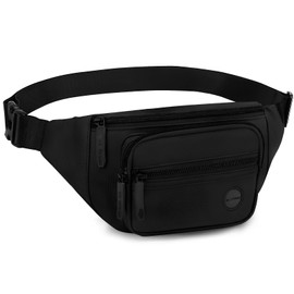 EOPUOZS Bum Bag Men and Women, Waterproof Waist Bag, Belt Bag Men and Women, Stylish Belt Bag, 4 Compartments Each with Zip, for Travel, Hiking, Outdoor, black, Black