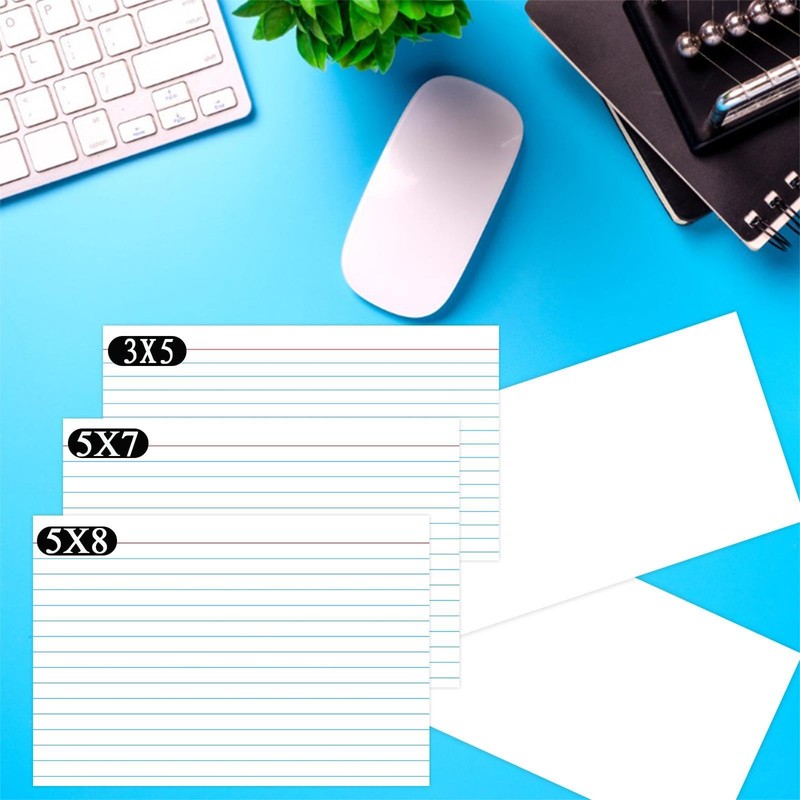 Pinovk Index Cards 5x7 Ruled - Flash Cards for Studying,