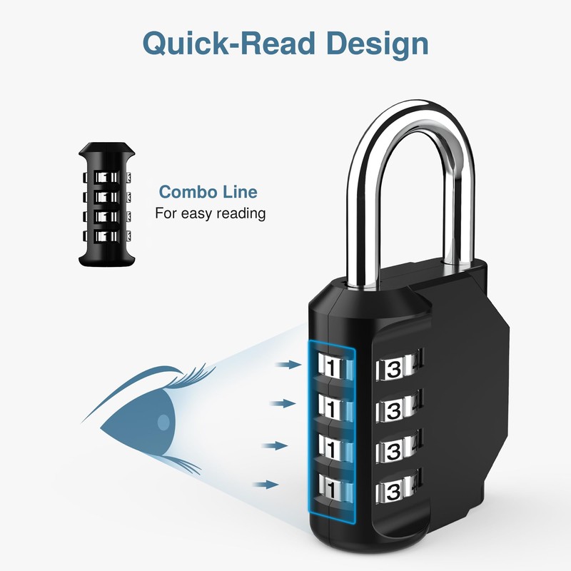 Puroma 4 Pack Combination Lock for Locker 4 Digit Outdoor