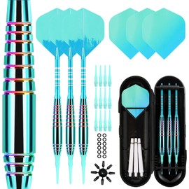 Lavishio Soft Tip Darts Set - Soft Tip Darts for Electronic Darts Boards - Plastic Tip Darts Set with Aluminium Shaft for Electronic Darts Boards (Bright Blue)