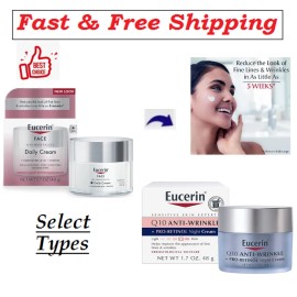 Eucerin Q10 Anti-Wrinkle Face Cream,Unscente - Anti-Wrinkle Night Cream + Pro-Retinol