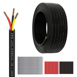 20 Gauge 3 Conductor Electrical Wire 100feet 20/3 Extension Cable UL2464 DC5V/12V/24V/300V 20AWG Stranded Pure Copper Low Voltage Wire for Automotive Lamps Strip Waterproof Outdoor Landscape Wire