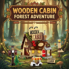 JYLWSMHU Wooden Cabin House Building Blocks Set Gravity House Model Kit Forest Cottage Construction Toy Creative Gift for Adults Home Display 1047 Pieces