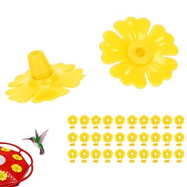 WOOXGEHM Pack of 30 Hummingbird Feeders, Sturdy and Durable Hummingbird Feeder Replacement Flowers, Unique Shape, Vibrant Colour Feeder Replacement (Yellow)