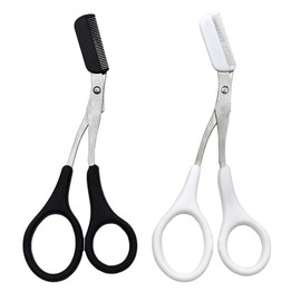 2 Pcs Eyebrow Scissors With Comb Eyebrow Scissors Scissors Stainless Steel Eyebrow Trimmer (Black White)